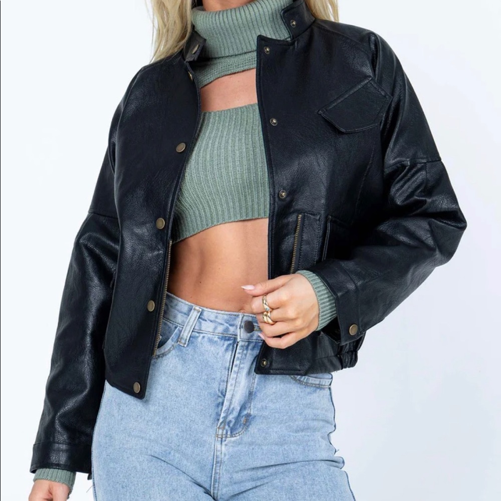 Princess Polly Bitossi PU Jacket Black